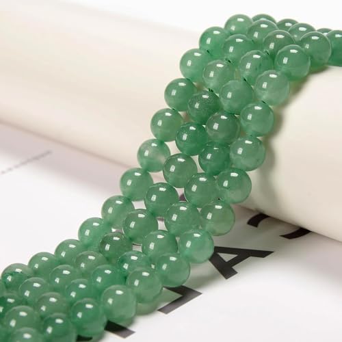 HAAMIIQII 8mm Natural Green Aventurine Beads Round Gemstone Loose Beads for Jewelry Making 2 Strands (92-96pcs) - color: Green Aventurine, size: 8mm (92-96pcs)