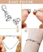 Dailyacc 925 Silver Lobster Magnetic Necklace Clasps and Closures Safety Sterling Silver with 14K Gold Jewelry Converters for Bracelets Chain Extender - color: 8PCS Silver