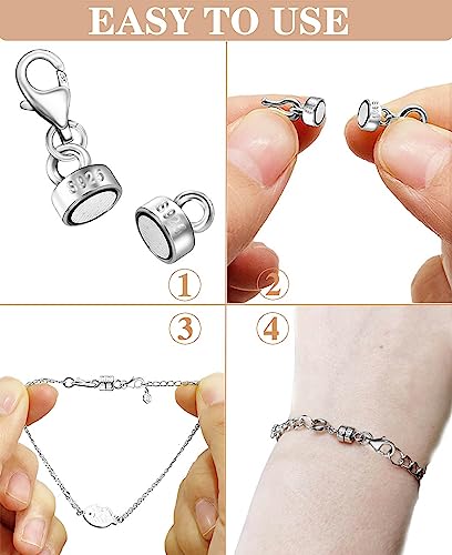Dailyacc 925 Silver Lobster Magnetic Necklace Clasps and Closures Safety Sterling Silver with 14K Gold Jewelry Converters for Bracelets Chain Extender - color: 8PCS 4Gold 4Silver
