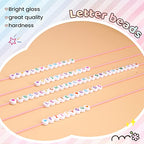 FZIIVQU 1400 Pcs Letter Beads Kit, 28 Styles White Acrylic Alphabet Beads Letter Beads for Jewelry Making wiht Number Beads Heart Beads Friendship Bracelet Kit - color: Colour Letter & White Base, size: 4*7mm