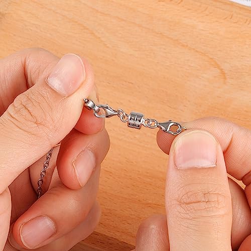 925 Sterling Silver Double Lobster Clasp Magnetic Jewelry Clasps Magnetic Necklace Clasps and Closures Sterling Silver Double Bracelet Necklace Clasp - color: C-White Gold