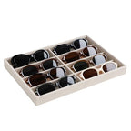 Stratalife Sunglasses Organizer Stackable Sunglass Jewelry Storage Tray with Removable Dividers Display Case for Necklace Earring Bracelet Drawer Inserts 8 Grid Beige