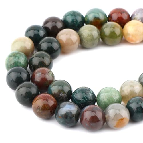 Bymitel 90 pcs Natural Genuine Real Round Loose Stone Beads Gemstone Spacers for Charm DIY Jewelry Making 15.5" per Strand 4mm (Indian Agate, 4mm) - color: Indian Agate, size: 4mm