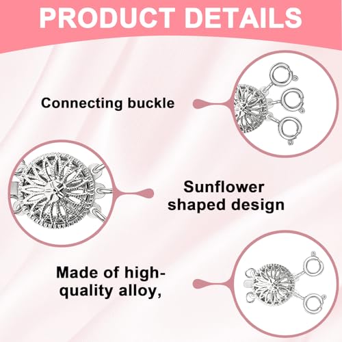 Layering Necklace Clasp, 14k Silver, Necklace Separator, Necklace Layering Clasps for Women's Tangle Free Safety Jewelry Locking Clasp Converter Chain Extender (2 PCS)
