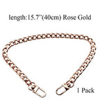 HAHIYO Rose Gold Purse Chain Strap 15.7 inches - Comfortable Flat 0.4' Wide, 2.4mm Thick Metal Strap for Shoulder, Cross Body, Sling, Handbag, Clutch - 1 Pack - size: Rose Gold 15.7 inches