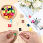 36Pcs Letter Shaped Beads Large Hole Acrylic Beads Opaque Colorful A to Z Alphabet Number Educational European Loose Smooth Spacers for Educational Jewelry Bracelets Necklaces DIY Crafts - style: Style 3