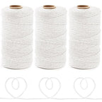 Anvin 984 Feet Cotton Twine Natural Jute Packing String - White for Bakers, Wrapping, Butchers, Baking, Arts and Crafts, Gardening (Pack of 3, 10 Ply 2mm Thick) - color: White