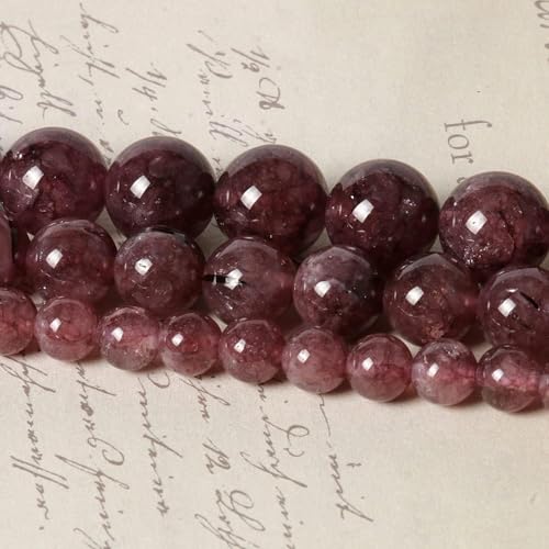 About 45pcs 8mm Natural Stone Beads Lepidolite Beads Crystal Gemstone for Jewelry Making, DIY Bracelet Necklace - color: Lepidolite, size: 8mm