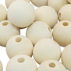 50Pcs Natural Wood Beads, 25mm Small Round Wooden Balls, 1Inch Unfinished Wooden Beads for Crafts, DIY Jewelry, Dream Catchers - size: 25mm