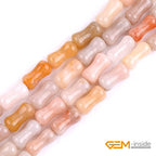 GEM-Inside 30Pcs 6x12mm Natural Pink Agate Jasper Stone Plant Bamboo Knot Bone Charms Beads for Jewelry Making Power Energy Chakra Stone Beads - color: Pink Agate