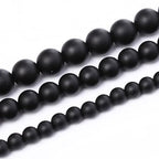 Frosted Black Glass Stone Beads for Jewelry Making Gemstone Round Crystal Bracelet Necklace 1 Strand 15.5inch 38PCS 10MM - color: Frosted Black Glass, size: 10MM