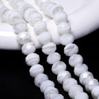 7.5×10mm 50pcs Transparent White Faceted Lampwork Glass Beads for Jewelry Making, Flat Round Handmade Murano Beads for Bracelets, Crafts, Friendship Bracelet Kit, Rosary Making - color: Transparent White