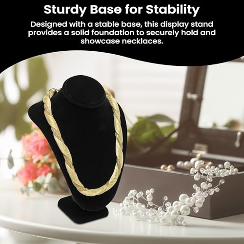 Novel Box Black Velvet Stand Jewelry Necklace Display 5.5x3x7.5 Inches - Freestanding Travel Necklace Holder Stand - Necklace Mannequin Organizer Stands - Necklace Displays Small - color: Black Velvet, size: Small