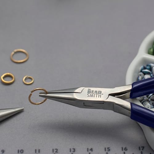 The Beadsmith Chain-Nose Pliers 4-1/2" Long with Fine Tips and Navy Blue Handles, Jewelry Making and Repair Tool - style: Chain Nose