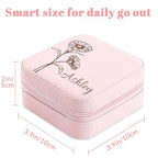 Personalized Travel Jewelry Box,Custom Leather Jewelry Case with Name and Birth Flower,Customized Birthday Valentines Day Gifts for Women Bridesmaid Girls - color: Style 01