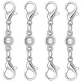 Magnetic Necklace Clasps and Closures, S925 Sterling Silver Magnetic Clasp Converter, Double Lobster Clasp Design (4pcs Silver) - color: 4pcs silver