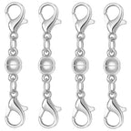 Magnetic Necklace Clasps and Closures, S925 Sterling Silver Magnetic Clasp Converter, Double Lobster Clasp Design (4pcs Silver) - color: 4pcs silver