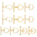 10Pcs 18K Gold Plated Toggle Jewelry Clasps Heart Toggle Clasps Brass OT Toggles Clasp Connector T-Bar Bracelet Closure Clasp for Bracelet Necklace Jewelry Making - color: Light Golden