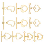 10Pcs 18K Gold Plated Toggle Jewelry Clasps Heart Toggle Clasps Brass OT Toggles Clasp Connector T-Bar Bracelet Closure Clasp for Bracelet Necklace Jewelry Making - color: Light Golden