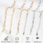 20 Pack 18K Gold Plated Chain Necklace Bracelets Kit for Jewelry Making, Bulk 6mmx11mm Paperclip Stainless Steel Chains with 2.36 Inch Extension Chain for Women,7.08inch Bracelets 23.81inch Necklaces