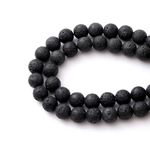 6mm 60pcs DIY Natural Lava Stone Beads Round Healing Crystal Gemstone Loose Beads for Jewelry Making Handmade Bracelet Necklace - color: Lava, size: 6mm