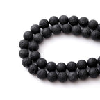 6mm 60pcs DIY Natural Lava Stone Beads Round Healing Crystal Gemstone Loose Beads for Jewelry Making Handmade Bracelet Necklace - color: Lava, size: 6mm