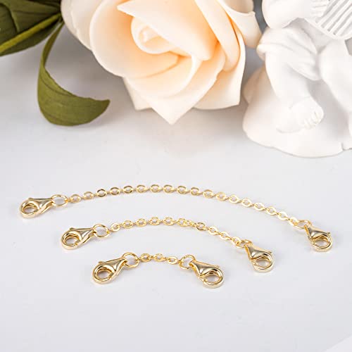 Necklace Extenders 14K Gold Plated Solid Brass Chain Extension Extenders for Necklace Bracelet Anklet（1 2 3 inch） - color: B-14K Gold