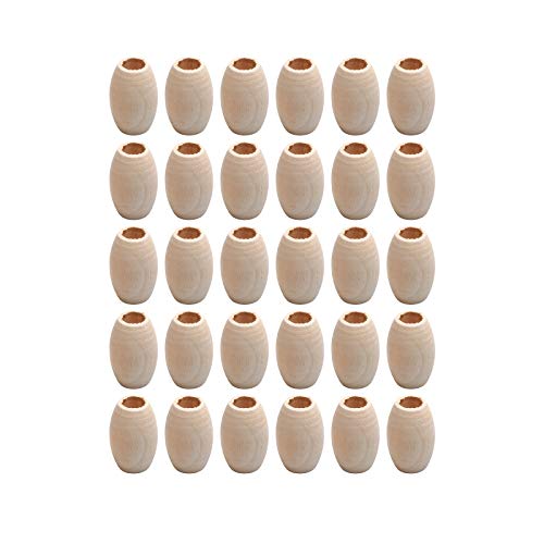 30pc Natural Oval Wood Beads - Unfinished Wooden Spacer Beads (Large) 20mm x 30mm, 8mm Hole for Jewelry Making - color: 30x20mm, Natural#30pcs
