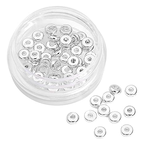 BEADIA Silver Plated Disk Spacer Beads 4x1.5mm 50pcs for Jewelry Making Findings Non Tarnish - color: Silver, size: 4x1.5mm Disk
