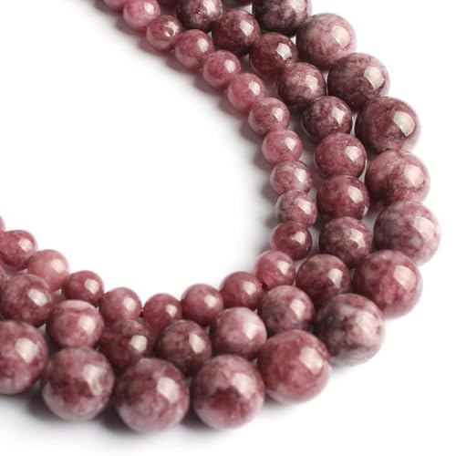 About 35pcs 10mm Natural Stone Beads Lepidolite Beads Crystal Gemstone for Jewelry Making, DIY Bracelet Necklace - color: Lepidolite, size: 10mm