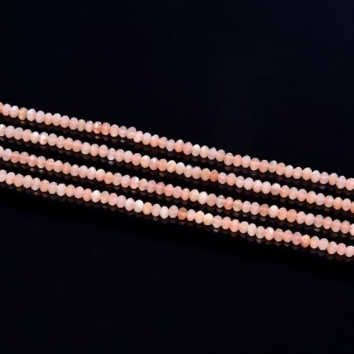 Adabele 30 Inch Natural Pink Moonstone Healing Gemstone 3mm x 2mm Tiny Small Faceted Round Rondelle Loose Beads Stone Spacer (340-360pcs) for Craft Jewelry Making GK-A6 - color: Pink Moonstone, size: 3mm x 2mm - 30 inch/2 strands