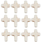 SUNNYCLUE 1 Box About 40Pcs Cross Beads White Synthetic Turquoise Beads Bulk Easter Pocket Crosses in Bulk Mini Cross Charm Crucifix Spacers for Jewelry Making Beading Kit DIY Bracelet Supplies - color: 40pcs 15x20mm White Cross Beads