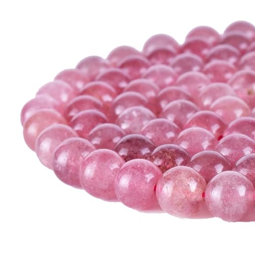 10mm Natural AAA Strawberry Quartz Stone Beads for Jewelry Making Round Loose Spacer Beads for DIY Bracelets Necklace 15" a Strand Healing Power Crystal Gems Stone Beads - color: AAA Strawberry Quartz, size: 10mm
