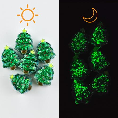 6Pcs Luminous Christmas Tree Fancy Beads for Pens Christmas Tree Focal Space Beads for DIY Craft Beadable Pens Keychain Bracelet Necklace Earrings Jewelry Making - color: Luminous Christmas Tree 2