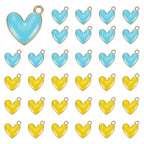 MECCANIXITY Enamel Alloy Heart Charm, Valentine Heart Pendants Love Jewelry Making Charm for DIY Necklace Bracelet Earrings Keychain - color: Blue/Yellow