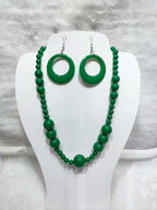 KZL Colorful Round Acrylic Beaded Jewelry Set for Women, Retro 80s Neon Dangle Earrings & Chunky Beaded Necklace, Costume Party Festival Accessories - color: Green