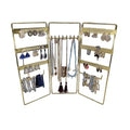 Jewelry Holder, Jewelry Organizer, folding 3 piece Jewelry Display Stand with Metal Frame, Necklace Earring Bracelet Holder, for Studs, Rings, Gift Idea, Gold, Silver, Black Color (GOLD) - color: GOLD