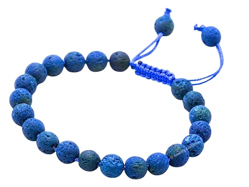 Amazing Gemstone Blue Lava Bracelet for Women Men's Gifts - Protection Healing Crystal Bracelet - 8mm Gemstone Beaded Adjustable Bracelet Pulseras Para Hombres Mujer Stocking Stuffers - color: Blue Lava