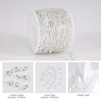 Kyutong 16.4FT/5M Thin Paperclip Chains for Jewelry Making Stainless Steel Necklace Making Supplies Silver Plated Craft Chain Link with Lobster Claw Clasps Jump Rings - color: silver paperclip