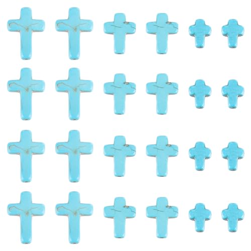 SUNNYCLUE 90Pcs 3 Sizes Mini Blue Turquoise Cross Beads 10/16/25mm for Jewelry Making Supplies - color: 90pcs 10/16/25mm Turquoise Blue Cross Beads