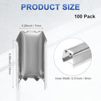 M METERXITY 100-Pack Fold Over Crimp End Caps, 0.6 x 0.3in/ 15 x 7mm Crimp Fasteners Ribbon Ends with Clamps for Jewelry Making/Leather Decor/DIY/Bracelets, Belt Buckle End Tip [Silver] - size: 0.6 x 0.3in/15 x 7mm