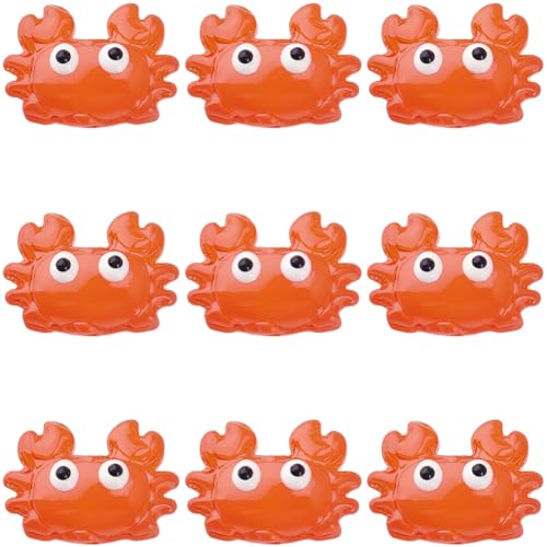 1 Box 10PCS Crab Glass Enamel Beads with Hole Orange Red Summer Ocean Theme Marine Life Hawaii Beach Cute Sea Animal Charms Loose Spacer Bead for Jewelry Making Bracelets DIY Crafts Supply - color: Orange Red, size: 10pcs
