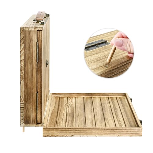 Ikee Design Wooden Earring Display with 100pcs Earring cards, Jewelry Display Case, Earring Holder Organizer, Bracelet Display, Oak, All open 31.5W x 14D x 12.5H in, Close 15.7 W x11.3Dx 3.5H in