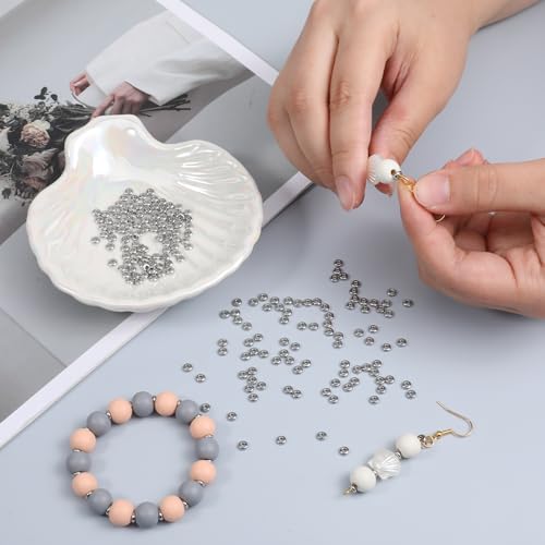 200 Pcs Stainless Steel Spacers Beads 4mm Round Bead Spacers 1.2mm Hole Metal Smooth Bead Finding for DIY Beading Jewelry Making