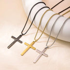 Cross Necklace for Men Silver Premium Alloy Solid Color Cross Pendant Necklace for Men Women Teens - color: Gold-Stainless Steel-28inch