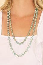 Bead Strand Versatile 60" Long Wrap Necklace - Handmade Knotted Multi Layer Sparkly Crystal, Semi Precious Natural Stone, Lava, Glass Faux Pearl - color: Turquoise Mint