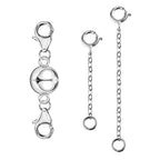 Necklace Extender Magnetic Necklace Clasps and Closures 14K Gold Plated 925 Sterling Silver Extension Magnetic Jewelry Clasps for Bracelet Extenders - color: B-Silver