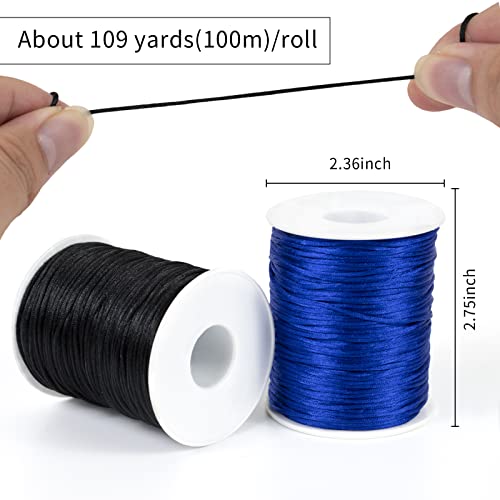 1.5mm Nylon Cord 328 Feet Satin Cord Nylon String for Bracelets, Bracelet Thread Bead String for Jewelry Making, Necklace, Chinese Knotting, Beading, DIY Crafts (Dark Blue) - color: Dark Blue, size: 1.5mm x 328 Feet