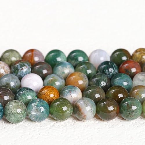 60Pcs Natural Indian Agate Beads, 6mm Round Gemstone Loose Beads Strand (15") for Jewelry Making, DIY Necklace & Bracelet Supplies - color: 60 PC 6 MM