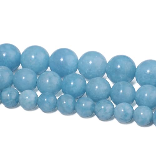 60pcs 6mm Natural Stone Beads Blue Chalcedony Beads Crystal Gemstone for Jewelry Making, DIY Bracelet Necklace - color: Blue Chalcedony, size: 6mm